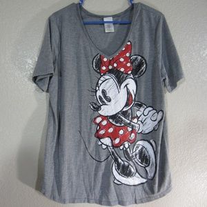 Disney | Minnie Mouse Grey Plus Shirt V Neck 1X